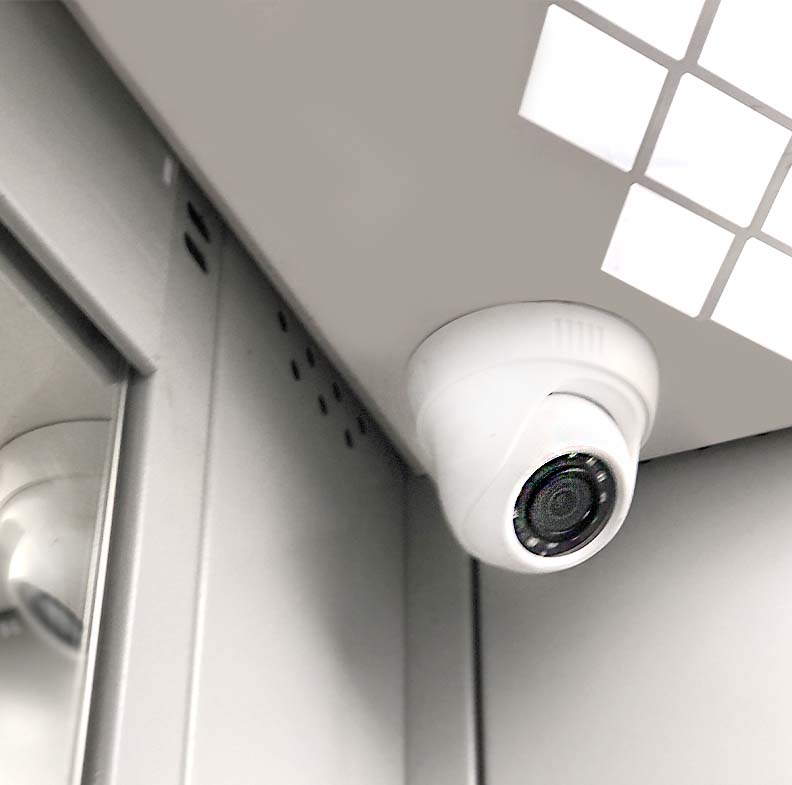 Installation of indoor security cameras.